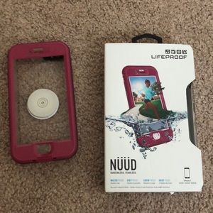 Plum LifeProof iPhone 7 case with pop socket